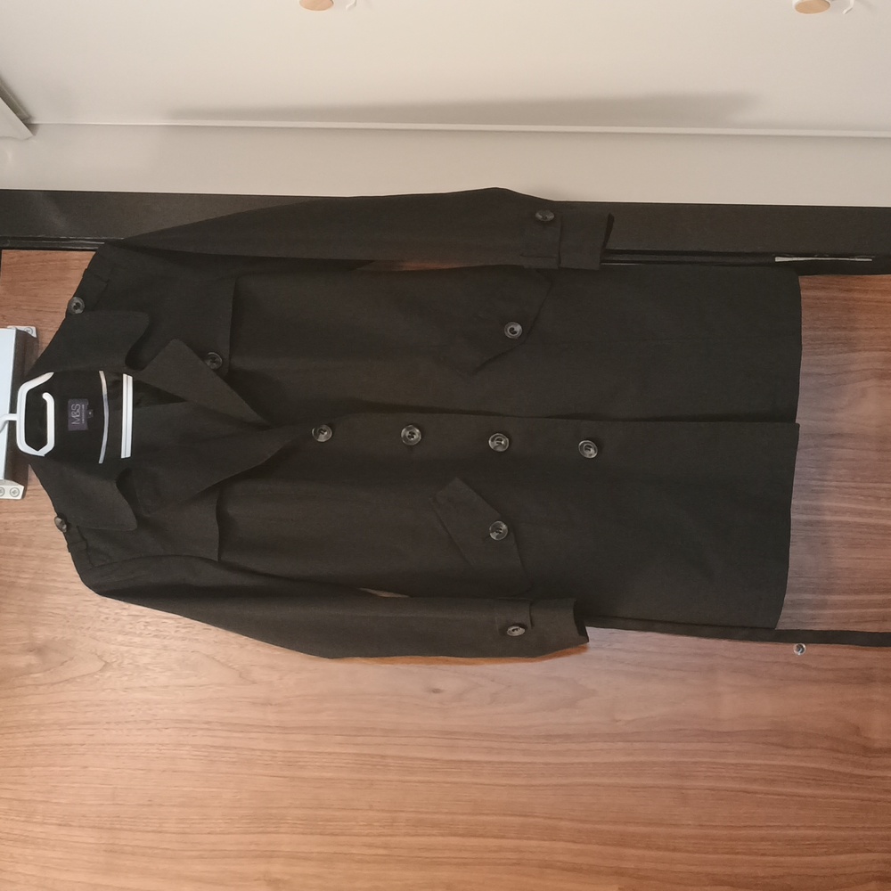 Marks And Spencer Black Trench Coat Sz 10